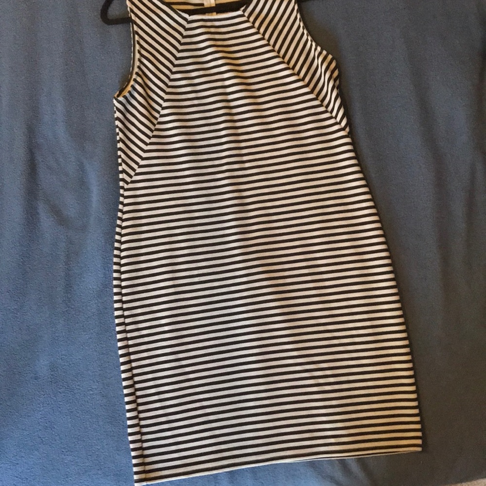 Gray and black shift dress